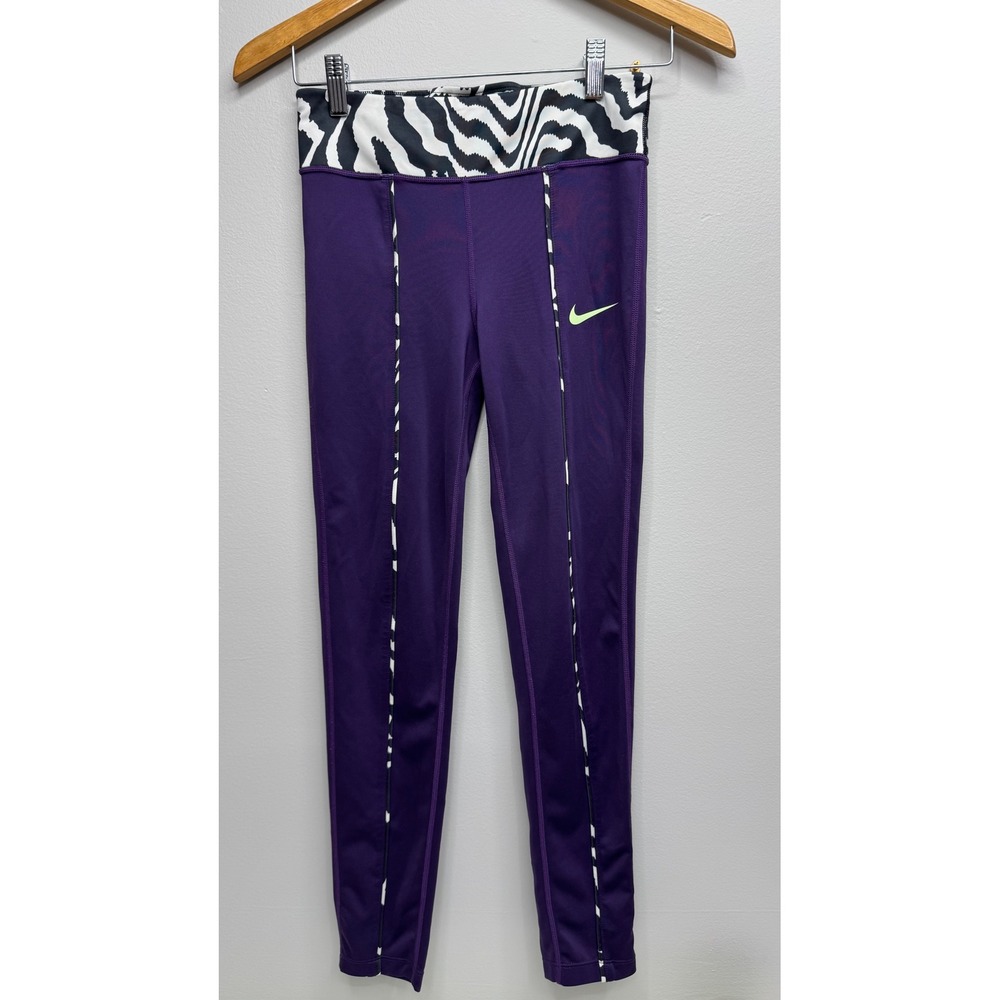 Nike Womens Purple Zebra Print Activewear Leggings Tight Fit Size L